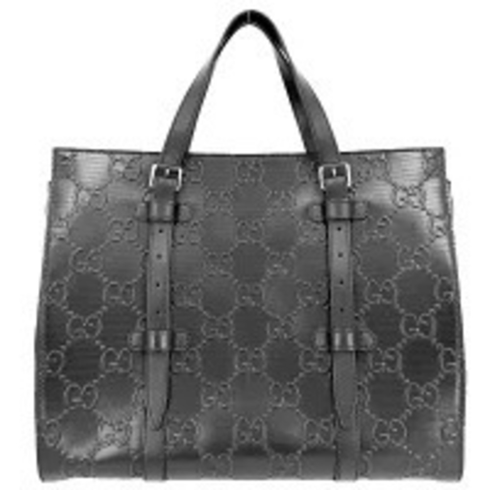 Gucci 2Way Shoulder Tote Bag GG Embossed Leather Black